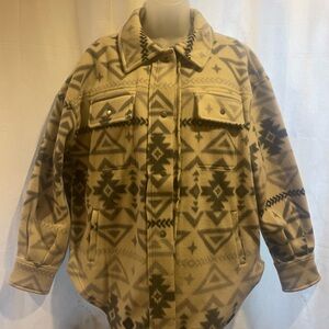 Geometric Patterned Utility Jacket - Gray and White